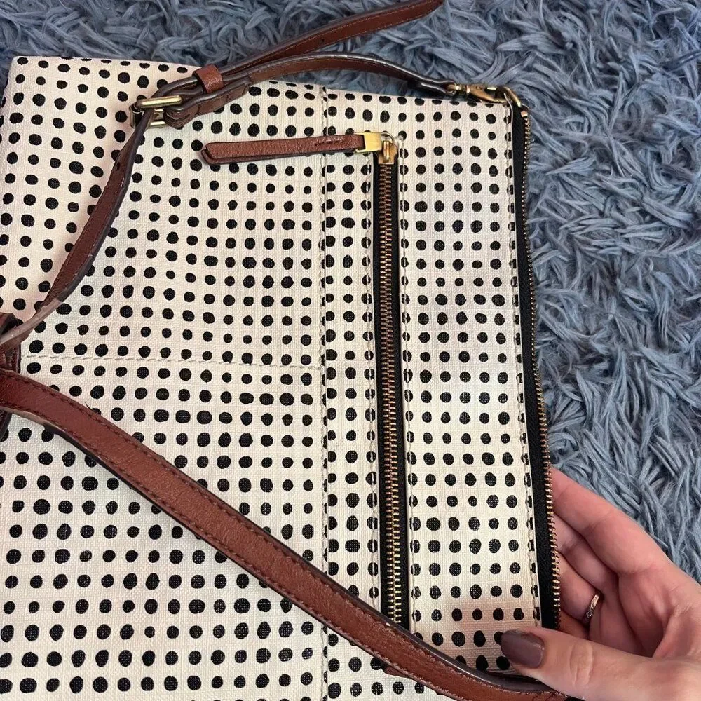 Fossil Leather Polka Dot Crossbody Bag